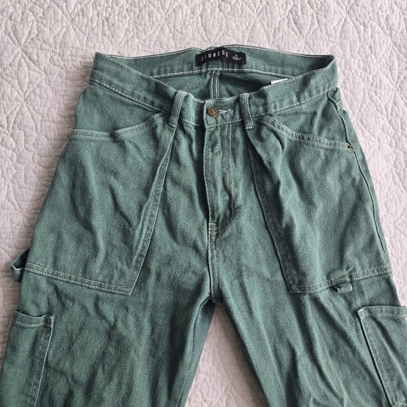 Lioness Princess Poly Miami Vice Wide Leg Cargo Style Pants Green - Picture 7 of 16